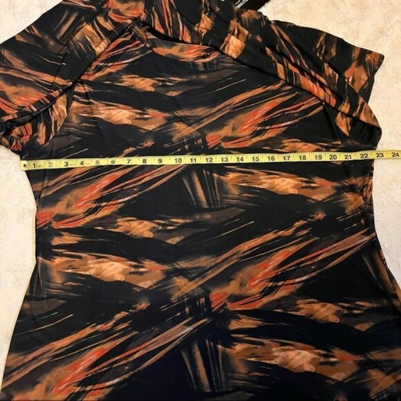 Prettylittlething PLUS RUST ABSTRACT PRINT BODYCON DRESS size 20 - Picture 6 of 9